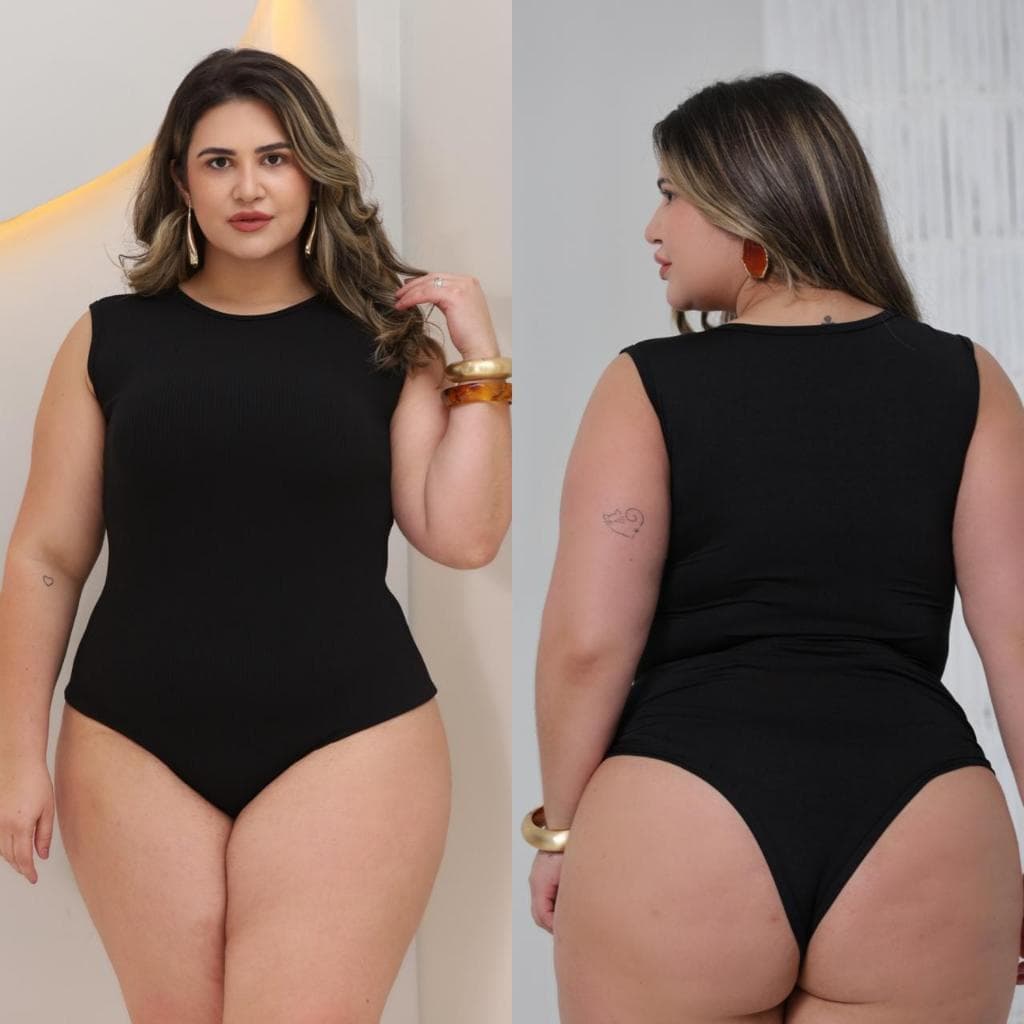 Body Blusa Feminino Casual Plus Size Alça Larga Regata Básica Canelado Confortável Moda Plus