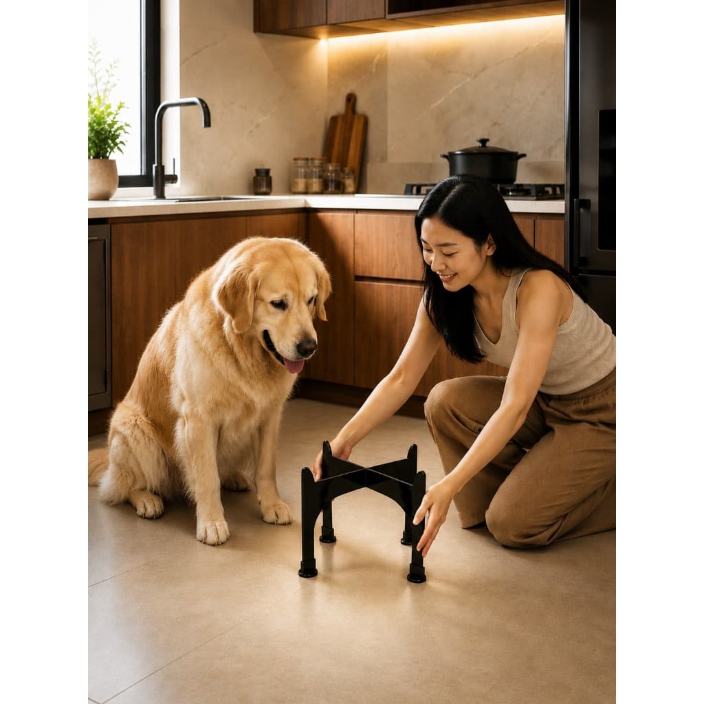 Suporte Elevado G para Comedouro Cachorro 1500ml - Preto Alto, Confortável, Corrige a postura