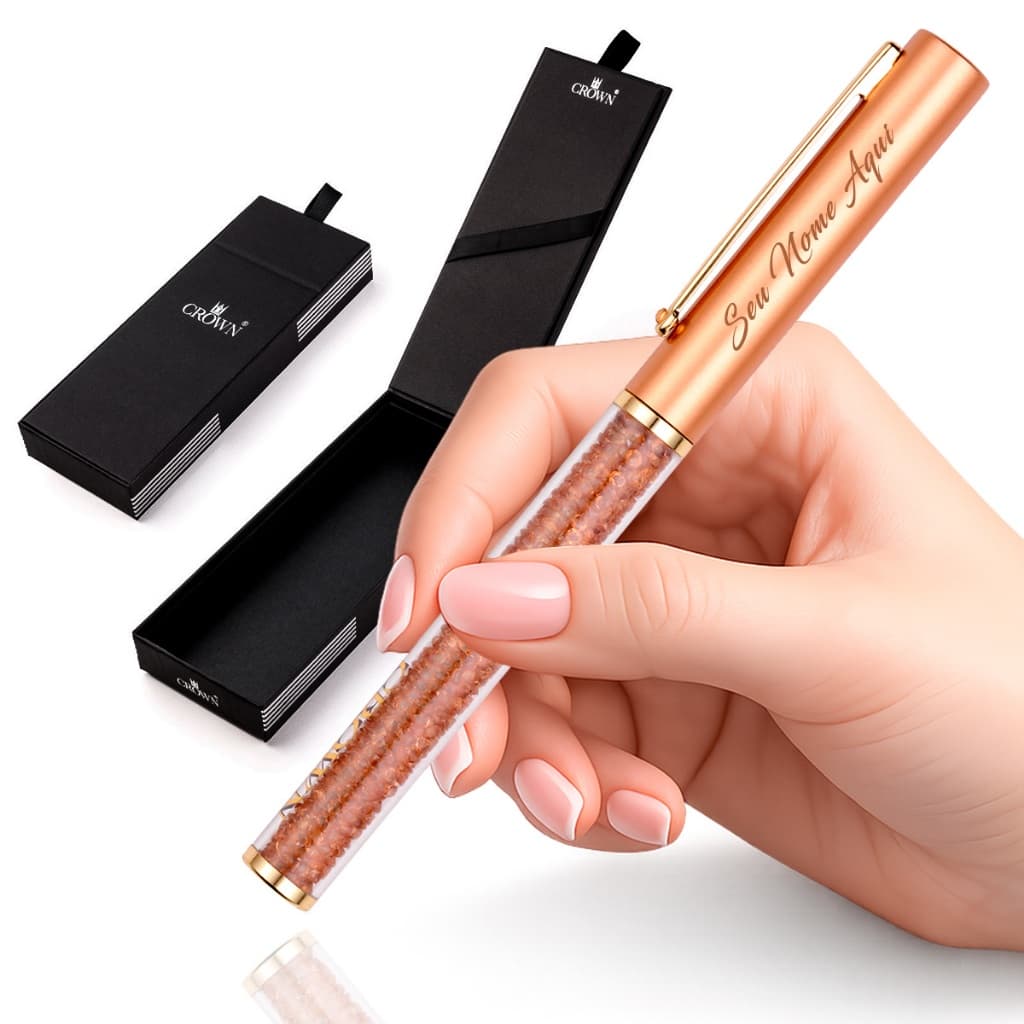 Caneta Personalizada Crown Brilho Pedras StarLight Diversas Cores Gravação Nome Logo Simbolo