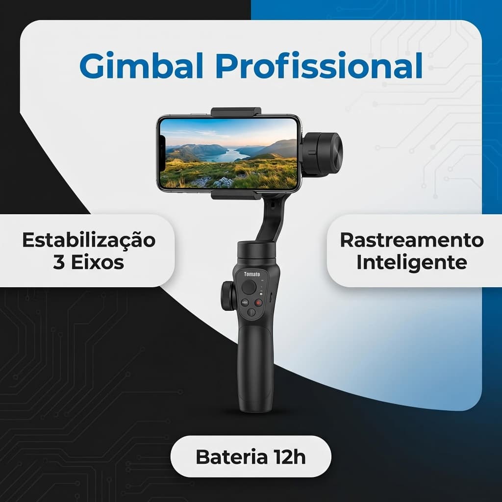 Tomate MTY-8009 Gimbal Estabilizador 3 Eixos para Celular Bluetooth Anti Tremor Vlog Live Vídeo Profissional