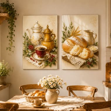 Quadro Decorativo 2 Peças Para Cozinha Vintage Clássico Contemporâneo