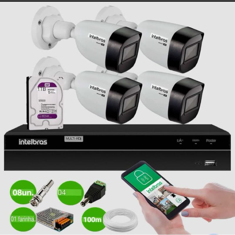 Incrivel !! kit 4 cameras full color Intelbras + Dvr + Hd + Acessórios Completo