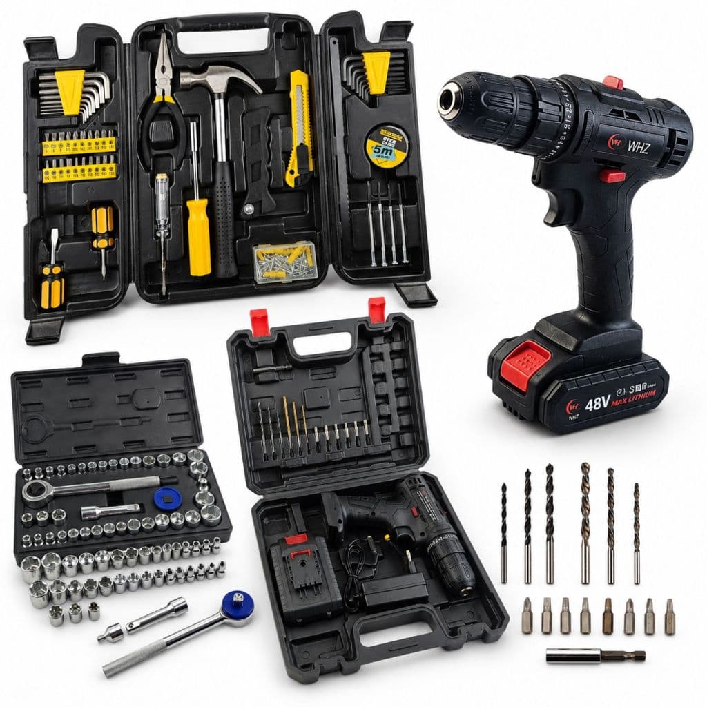 SUPER KIT DE FERRAMENTAS COMPLETO COM PARAFUSADEIRA 48V