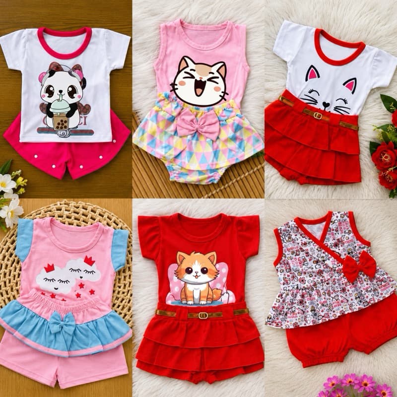 Kit 6 peças de roupa infantil menina (3CONJUNTOS) - kit com 3 conjunto bebê menina conjunto infantil feminino roupa bebe