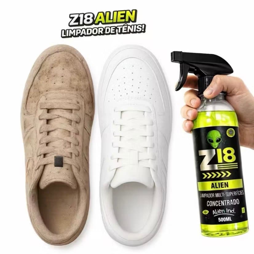 Limpador Multiuso Z18 Limpa Tênis Tecidos Sofá Remove Manchas e Amarelado Resultado Imediato Limpeza Pesada Alien Ind