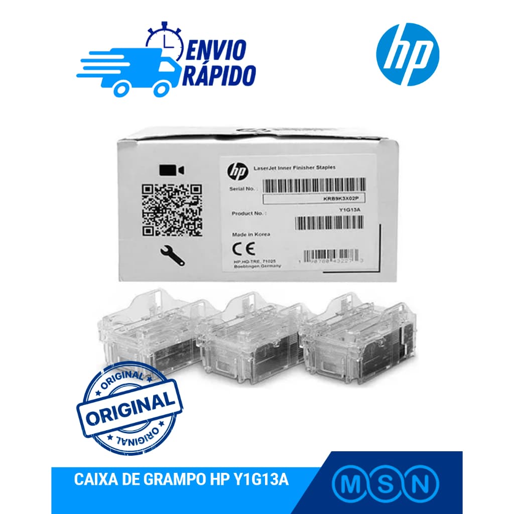 Caixa de Grampos HP Y1G13A Original Refil para Finalizador HP