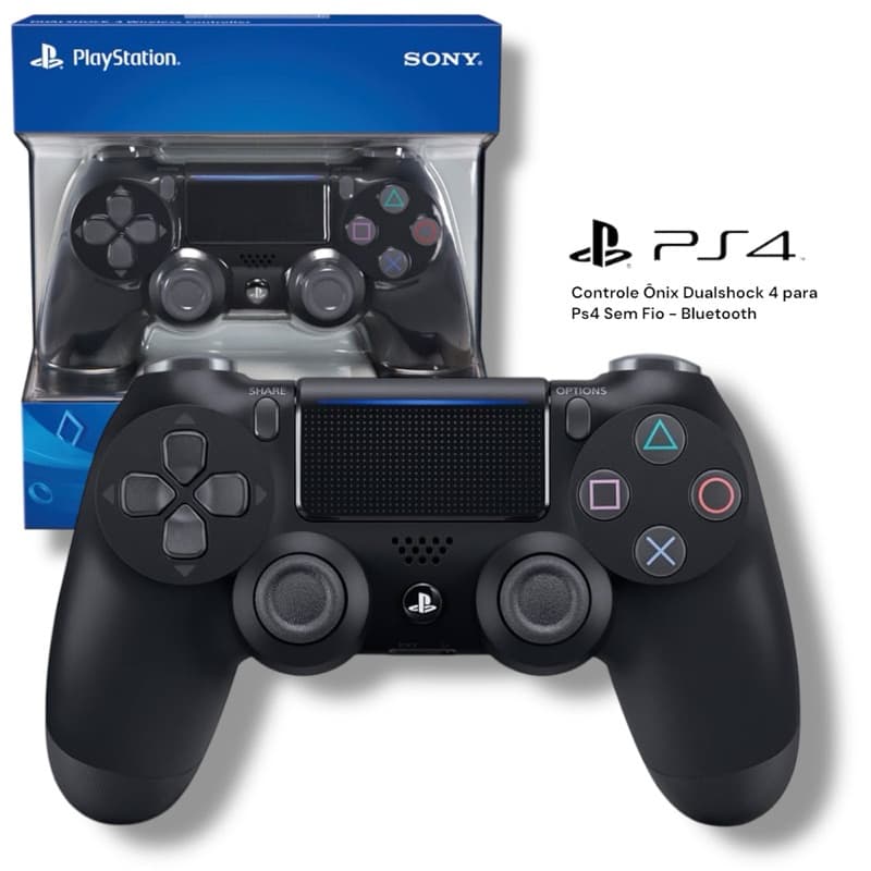 Controle Joystick Para Ps4 | Sem fio Bluetooth | Preto com Caixa