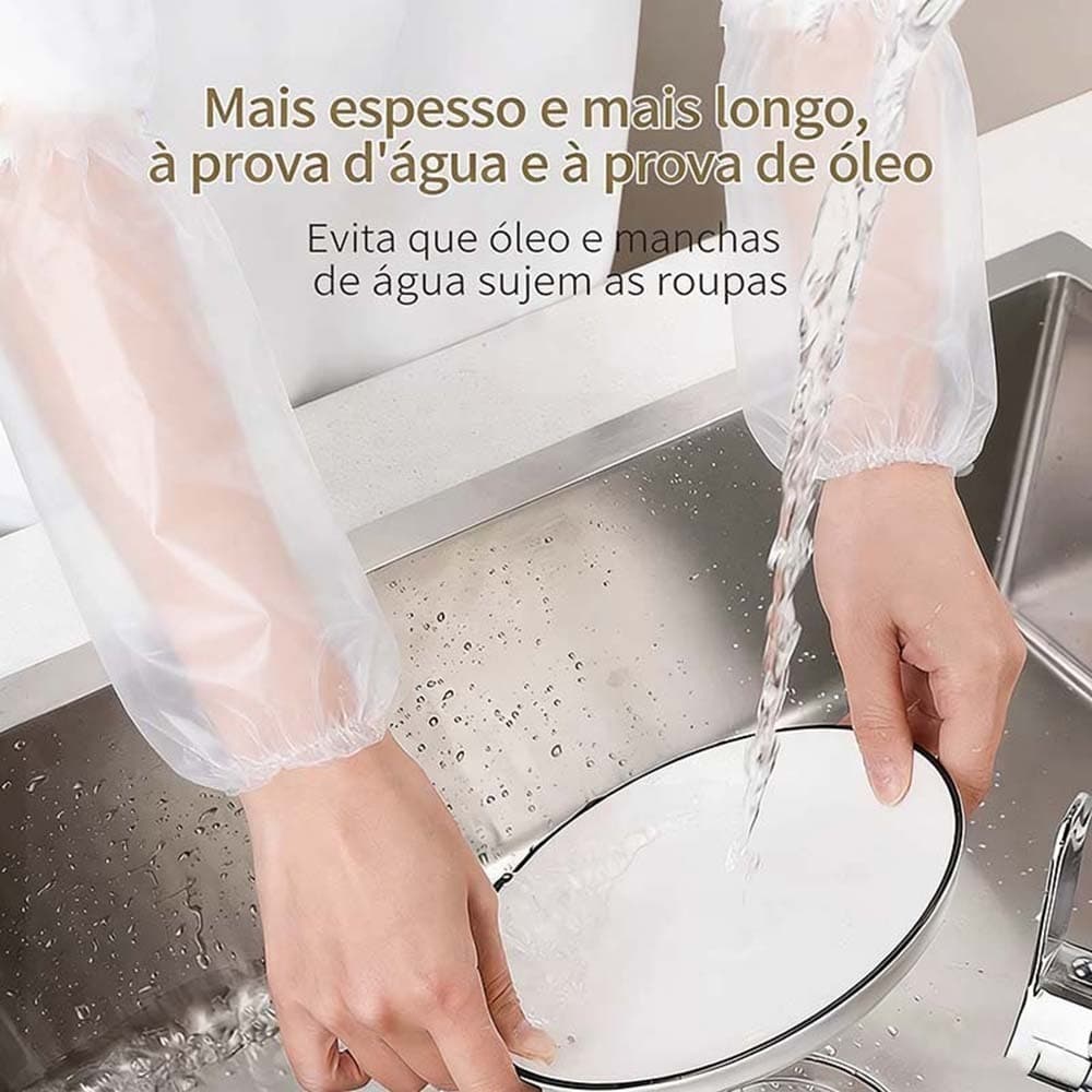 Kit 10/20 Peças Mangas Descartáveis Impermeáveis, Antigordura e Resistentes - Espessa e transparente，Uso na Cozinha！
