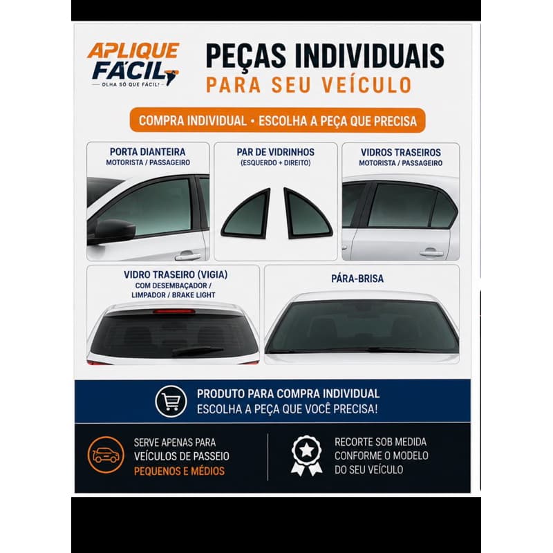 PEÇA INDIVIDUAL INSULFILME RECORTADO SOB MEDIDA | PORTA | VIGIA | PARA-BRISA | G05 G20 G35