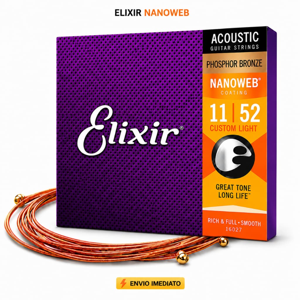 Cordas Elixir Nanoweb Violão Aço e Guitarra 010 011 012