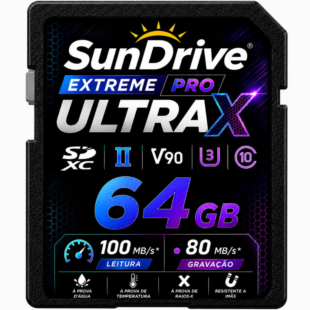 Cartão de Memória SD 64GB Original Classe 10 Para Câmeras DSLR Filmadoras CCTV Drones Canon Samsung