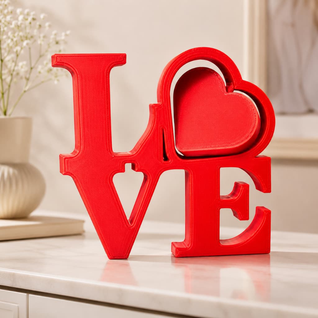 Escultura Love 3D Coração Giratório Decoração Romântica Presente Dia Dos Namorados