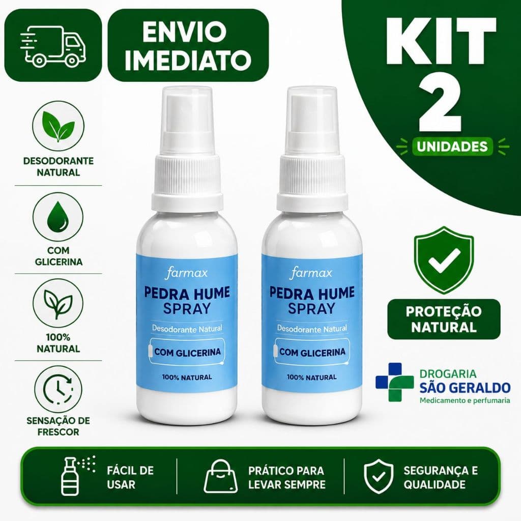 Pedra Hume Spray 2 ou 3 Unidades Desodorante Natural Antisséptico Sem Alumínio Alta Durabilidade + Econômico