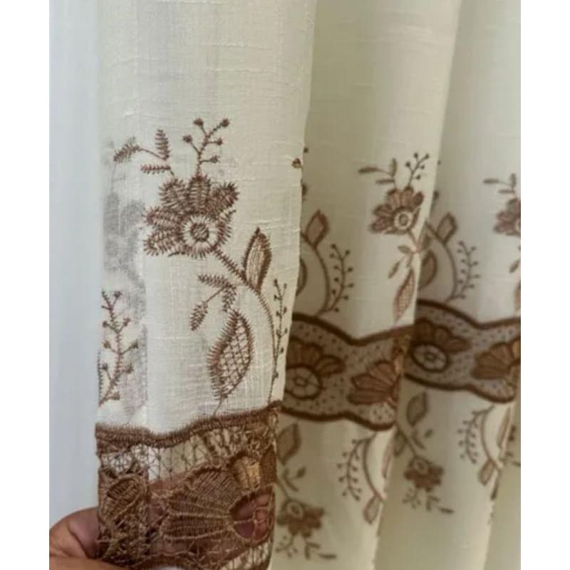Cortina Voil Linho Bordado Guipir/Gripir Luxo Sala 4,00m X 2,70m