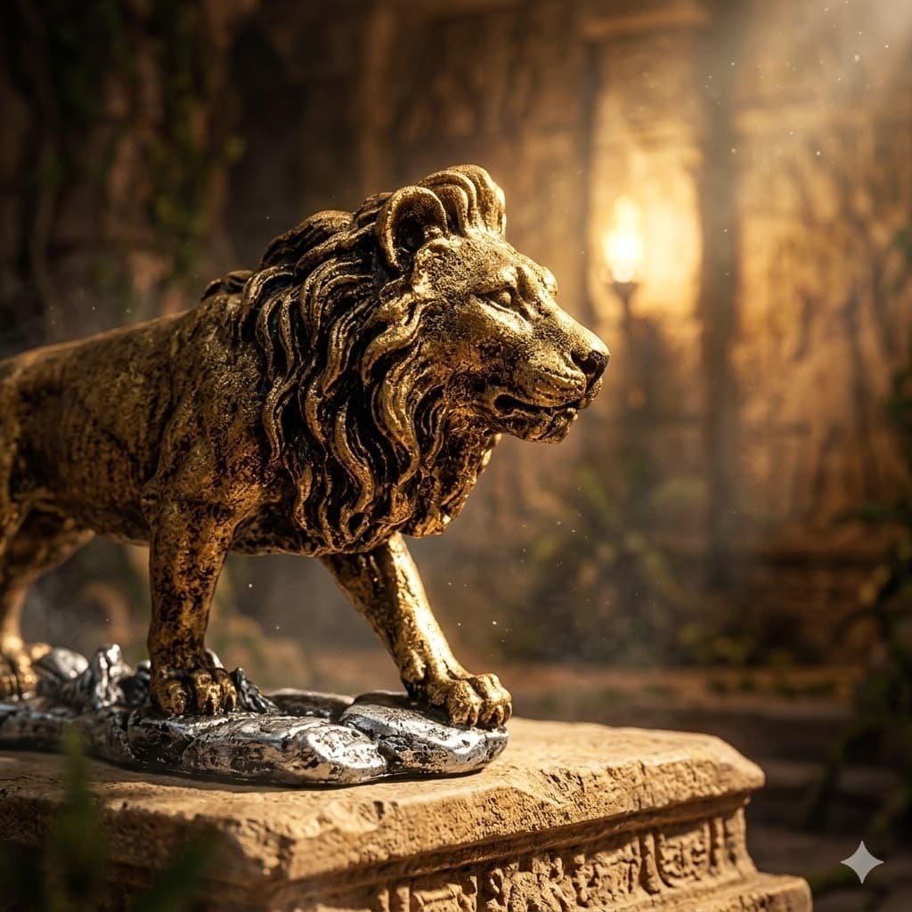 Escultura Leão Andando Decorativo Enfeites Em Resina Super Realista