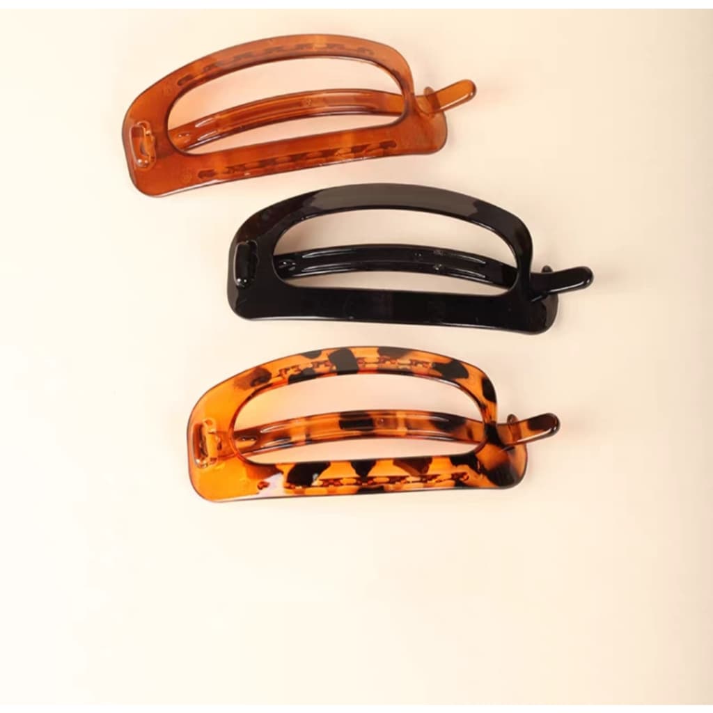 Grampos de Cabelo Vintage Geométrico Oval Acrílico – Presilha Bico de Pato Elegante para Coque/Penteados e Fixação