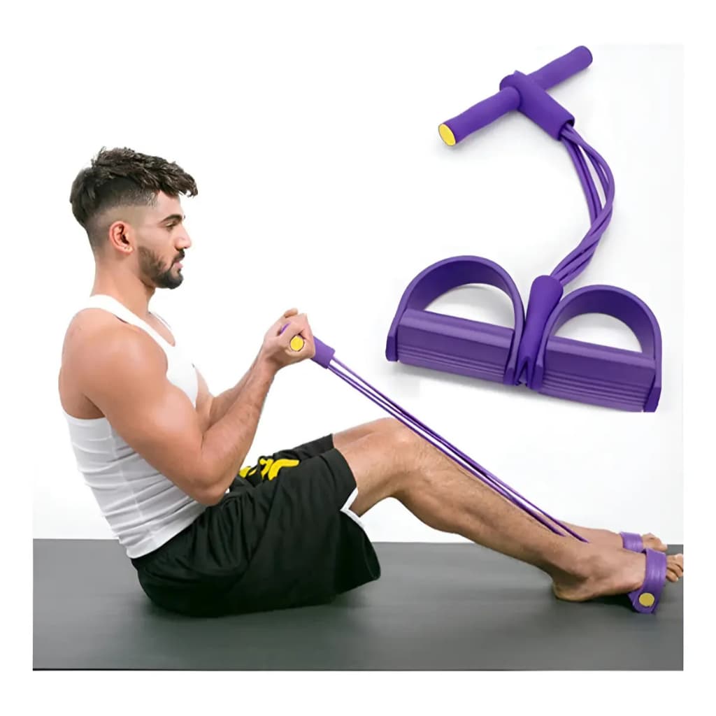 Elástico Extensor de Exercícios Pull Reducer Multifuncional com Pedal Academia em Casa