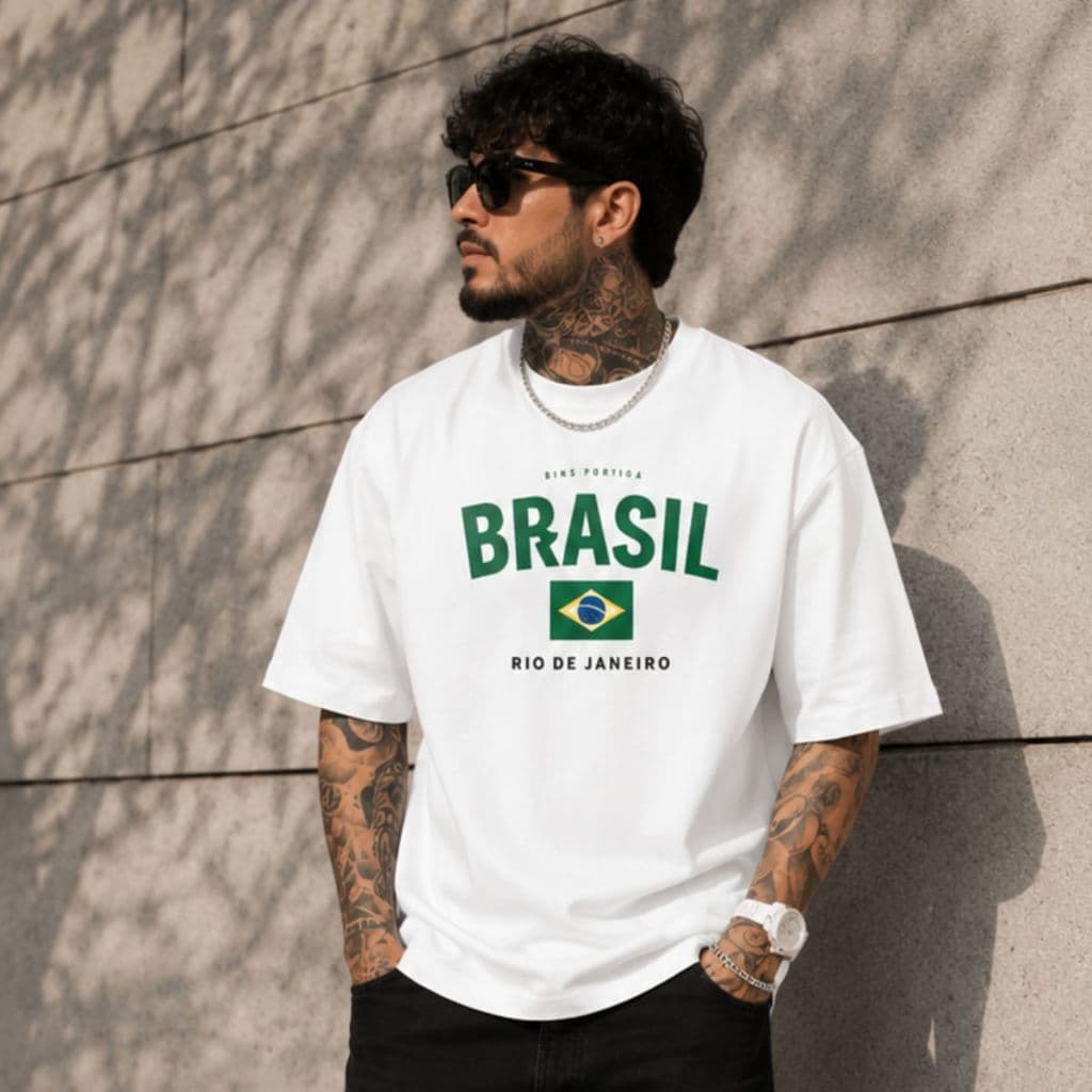 Camiseta Masculina Brasil Rio Copa 2026 100% Algodão Malha Penteada 30.1 Premium Confortável