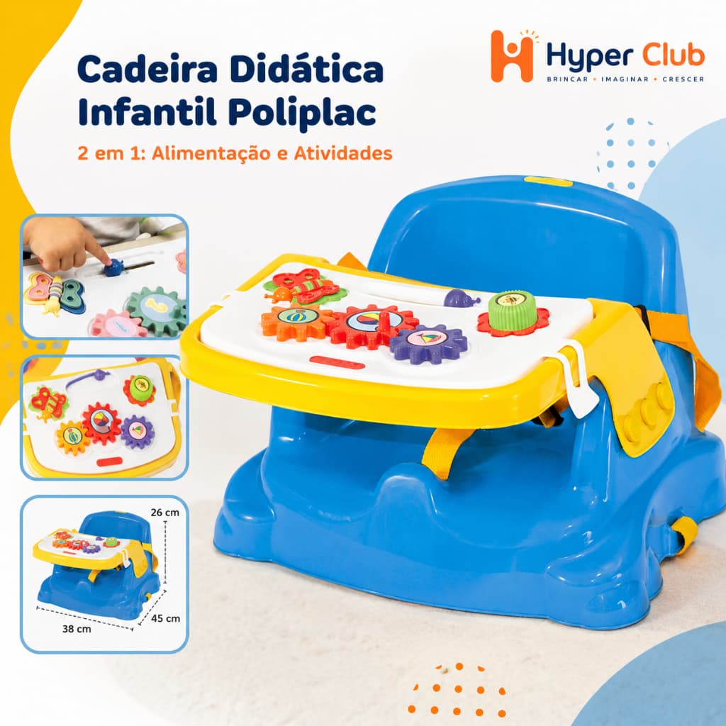 Cadeira Didática 2 em 1 para Bebês Cadeira de Alimentação para Bebês com Atividades Educativas