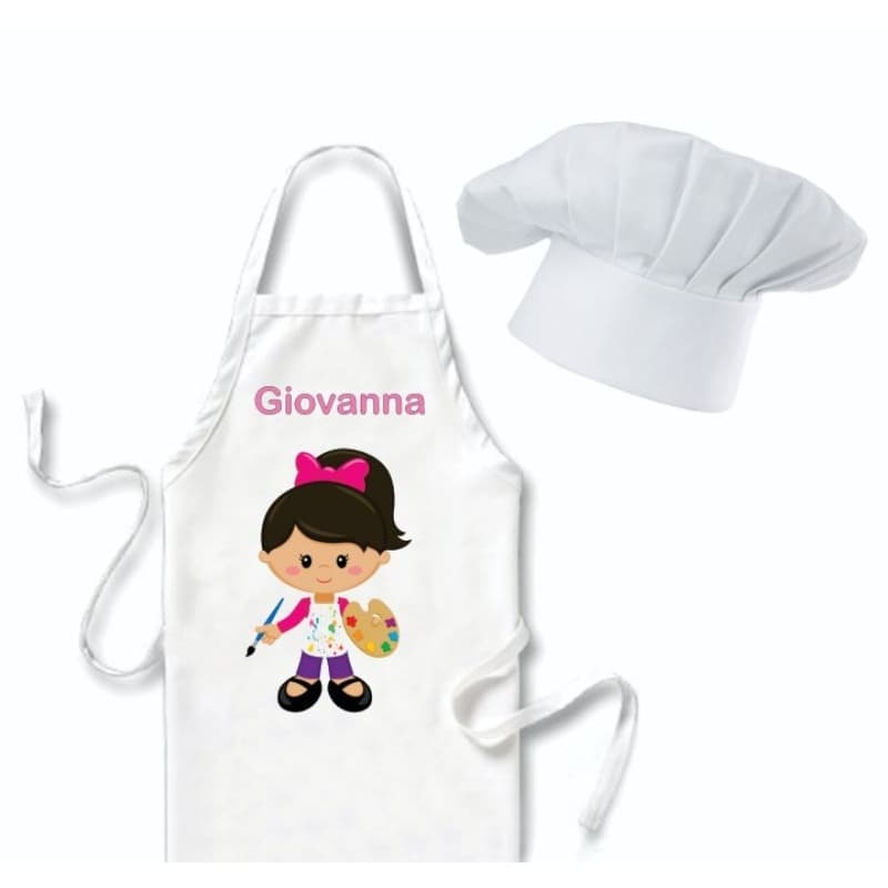 15 Kits Aventais Infantis + Chapéu Branco Para Eventos, Aniversário