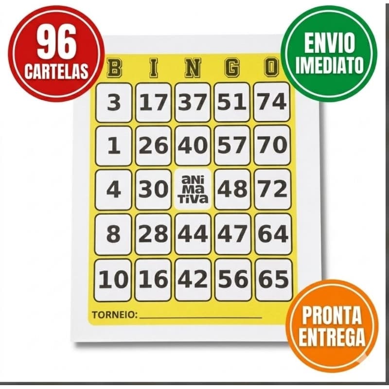 Jogo De Bingo Cartela 96 Folhas  - Envio 24h | Diversão Família e Confraternização