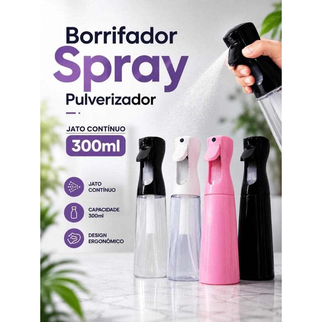 Kit Borrifador Spray Pulverizador Névoa Jato Continuo Luxo 300ml