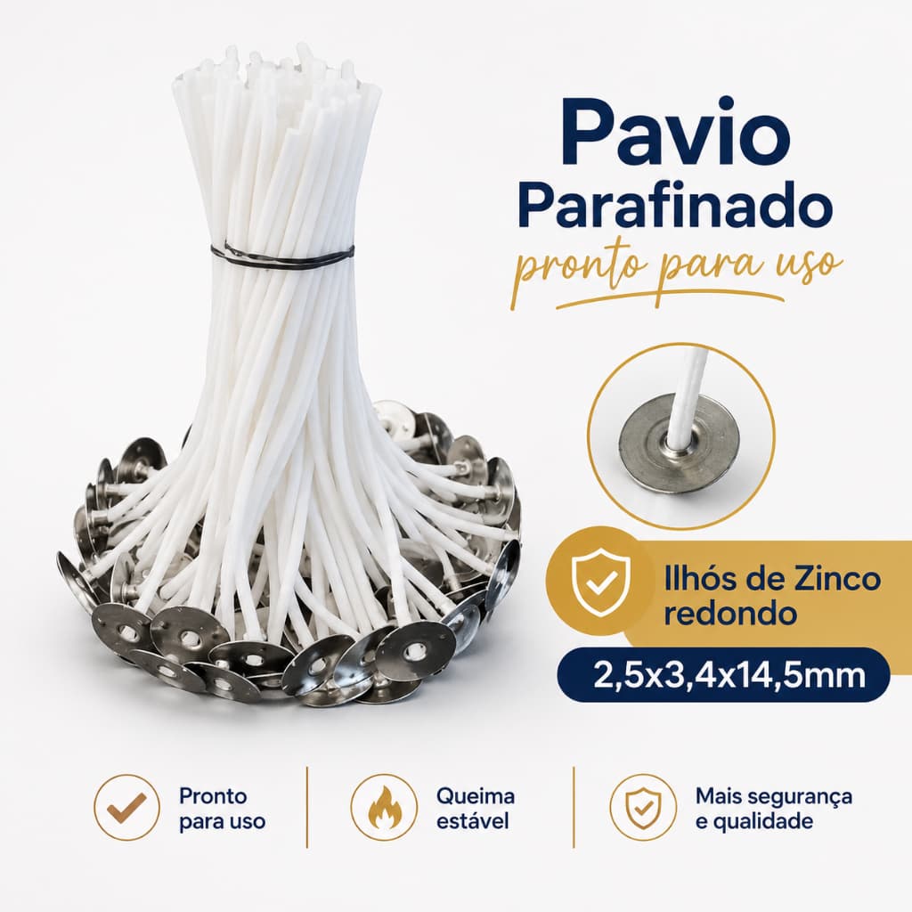 Pavio 2mm Parafinado para velas Aromáticas, Decorativas e lembrancinhas 10cm