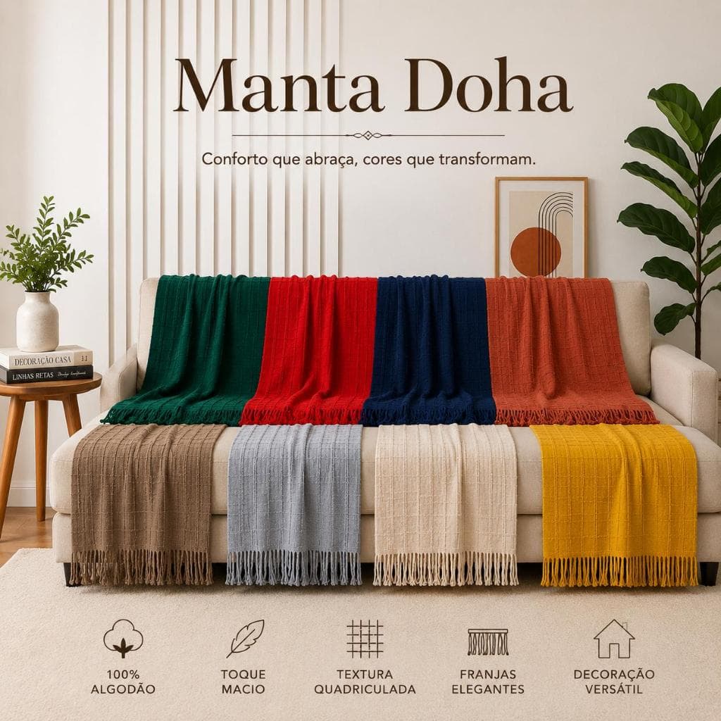 Manta para Sofá Luxo Gigante 2,40mX1,70m Decorativa Premium Algodão Capa Protetora Grande ElegantE