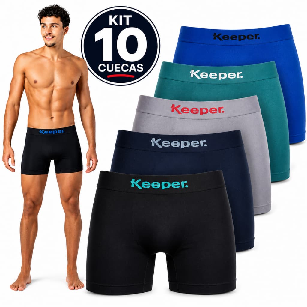 Kit 10 Cuecas Boxer Sem Costura Masculina Microfibra Antiassadura Keeper