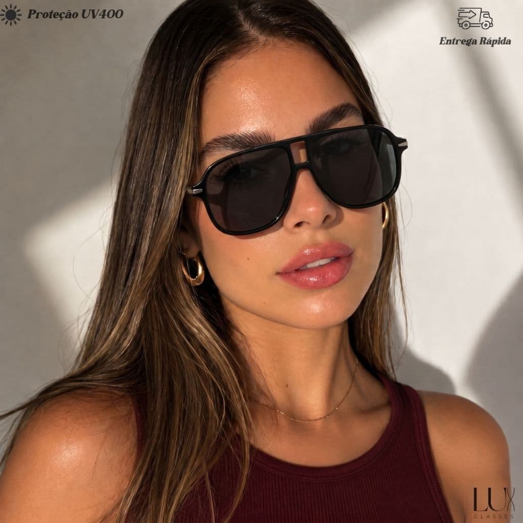 Óculos De Sol Moderno Novo Elegante Feminino Uv400 Retrô De Feixe Duplo Fashion
