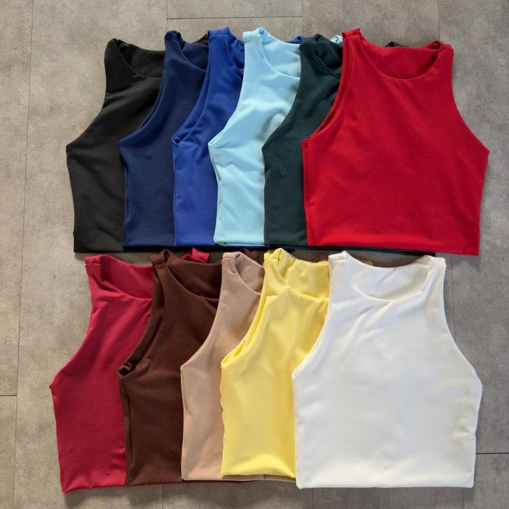 kit 10 top academia top sustentação top duplo e firme top suplex Cropped feminino atacado