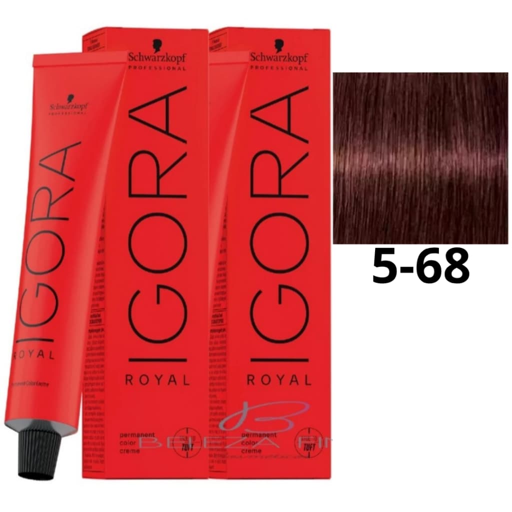 2 Colorações Schwarzkopf Igora Royal Tintura 5-68 CASTANHO CLARO MARROM VERMELHO