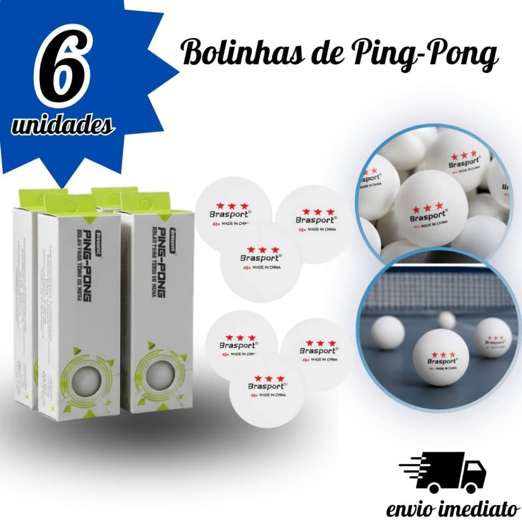 Bolinha de Ping Pong Tênis de Mesa Brasport Profissional Alto Impacto