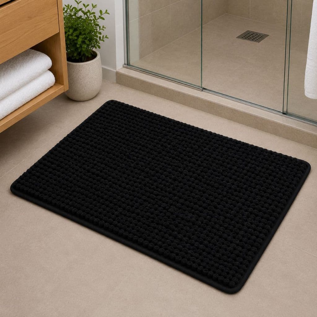 Tapete Banheiro Bolinha Antiderrapante Macio Bolinha Macarrão 38x58 Microfibra