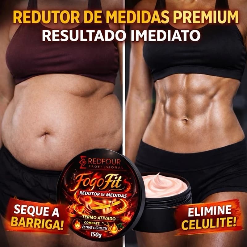 FogoFit Redutor de Medidas 150g Creme Ativado Aquecedor Corporal Gordura Localizada Celulite Estrias