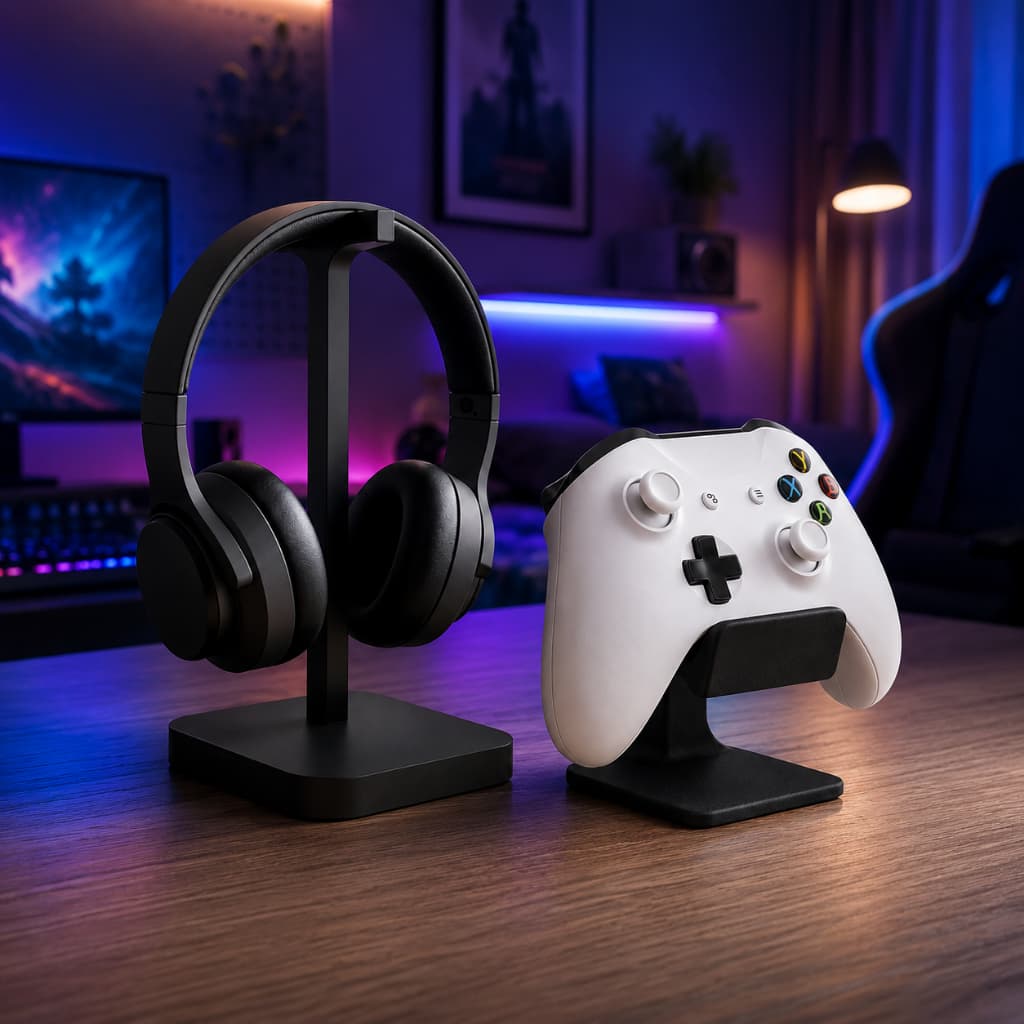 Suporte De Mesa Para Headset Fone Gamer E Controle Joystick Organizador Setup