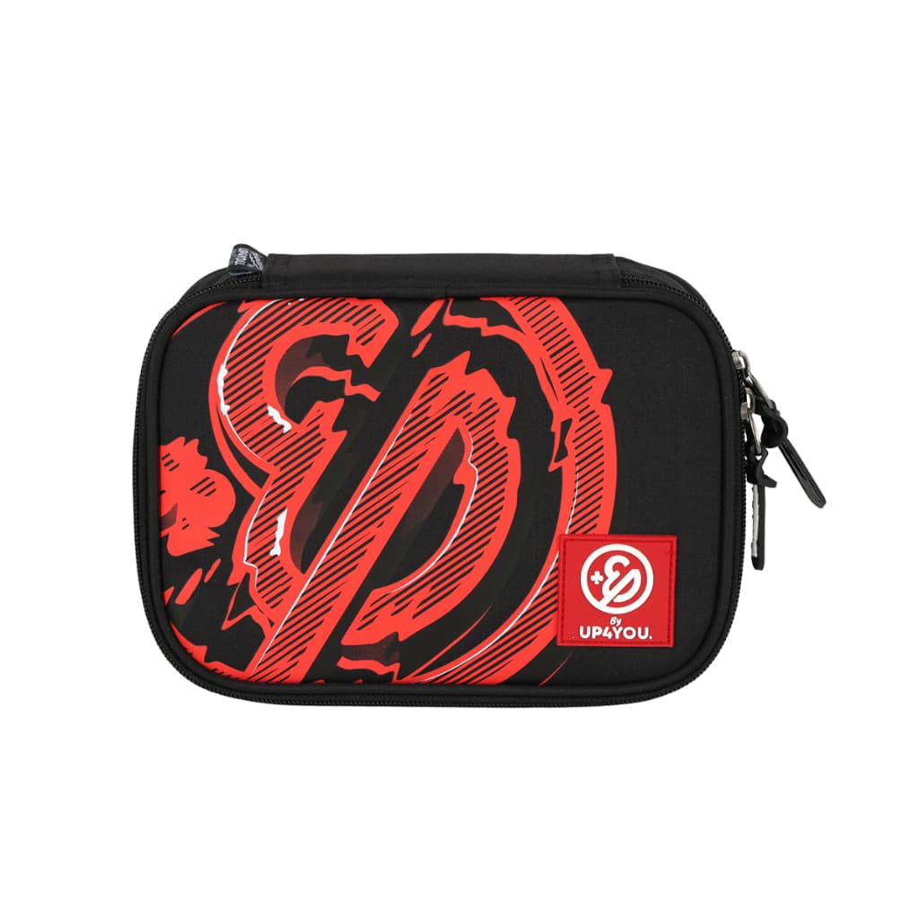 Estojo Escolar Enaldinho Original UP4YOU Preto Vermelho Porta Lápis com Zíper