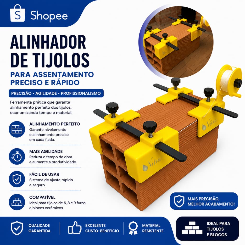 Alinha Bloco Gabarito Para Assentar Tijolos C/30 metros de Linha