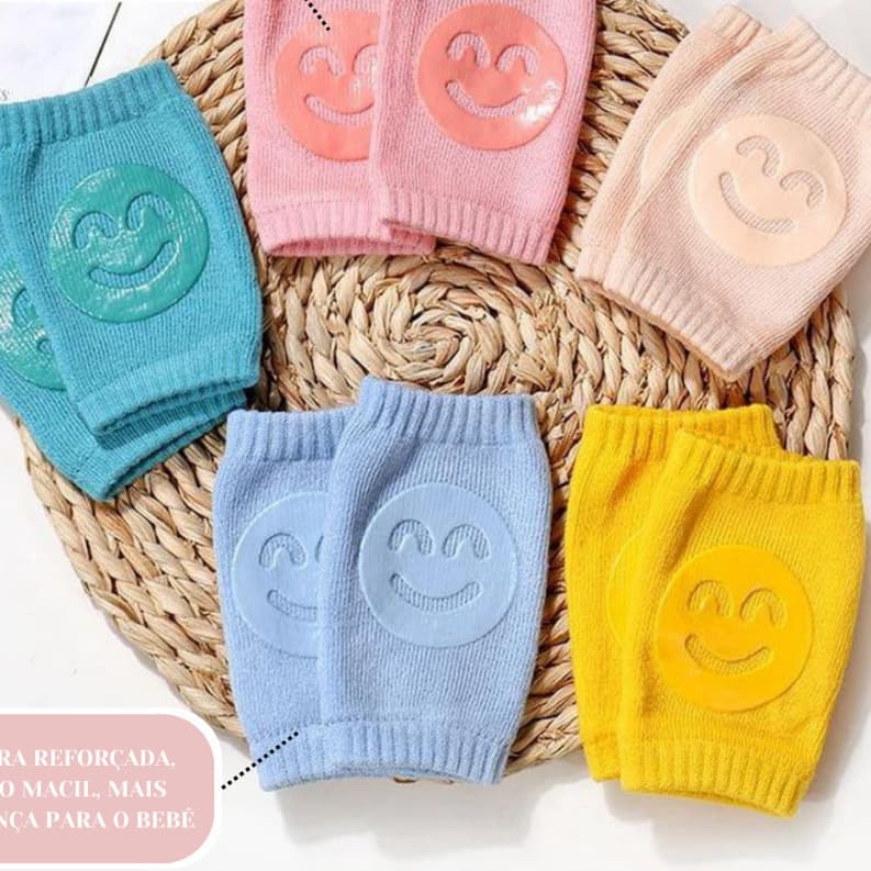 Kit 2 Pares Joelheira Bebe Engatinhar Infantil Proteção Para Joelhos Crianças Meias