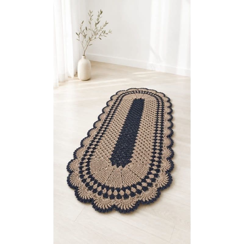 Tapete passadeira em crochê 1,10cm x45cm cozinha/sala/quarto/banheiro