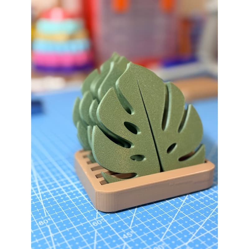 porta copo 3D porta copo de folha folhagem com base