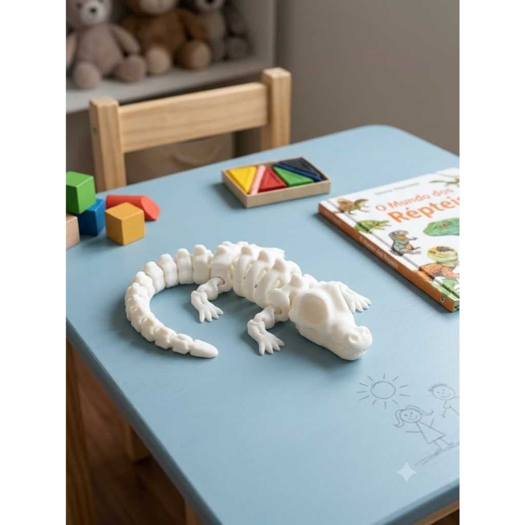 Brinquedo Crocodilo Articulado Estímulo de Coordenação Motora e Criativa da Criança
