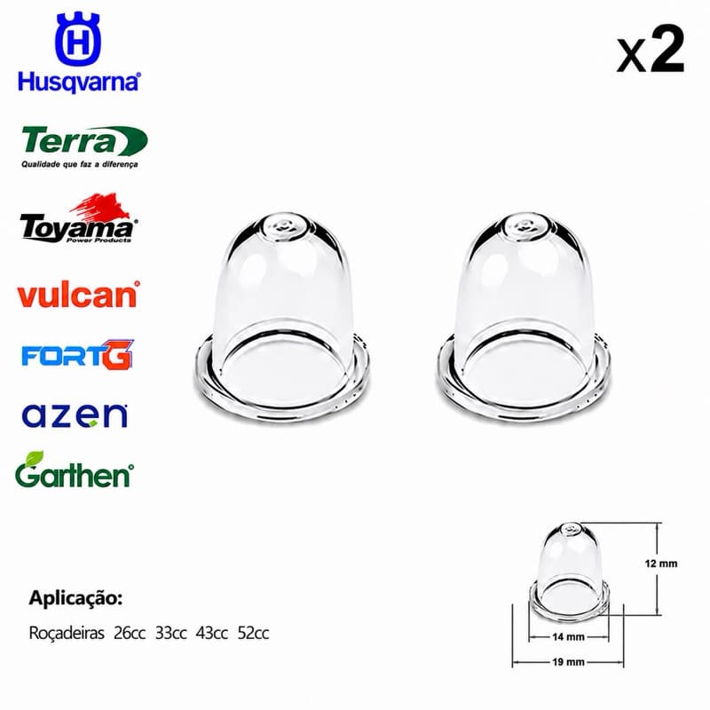 Kit 2 Bulbo Prime Bolha Injetor De Gasolina Para Roçadeiras 26cc 33cc 43cc 52cc