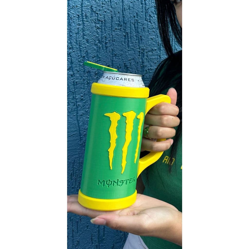 Porta Lata/Copo Monster Com Fundo Rosqueável / Kit Com Tampa E Chaveiro / Envio Rápido Em Até 24 Hrs