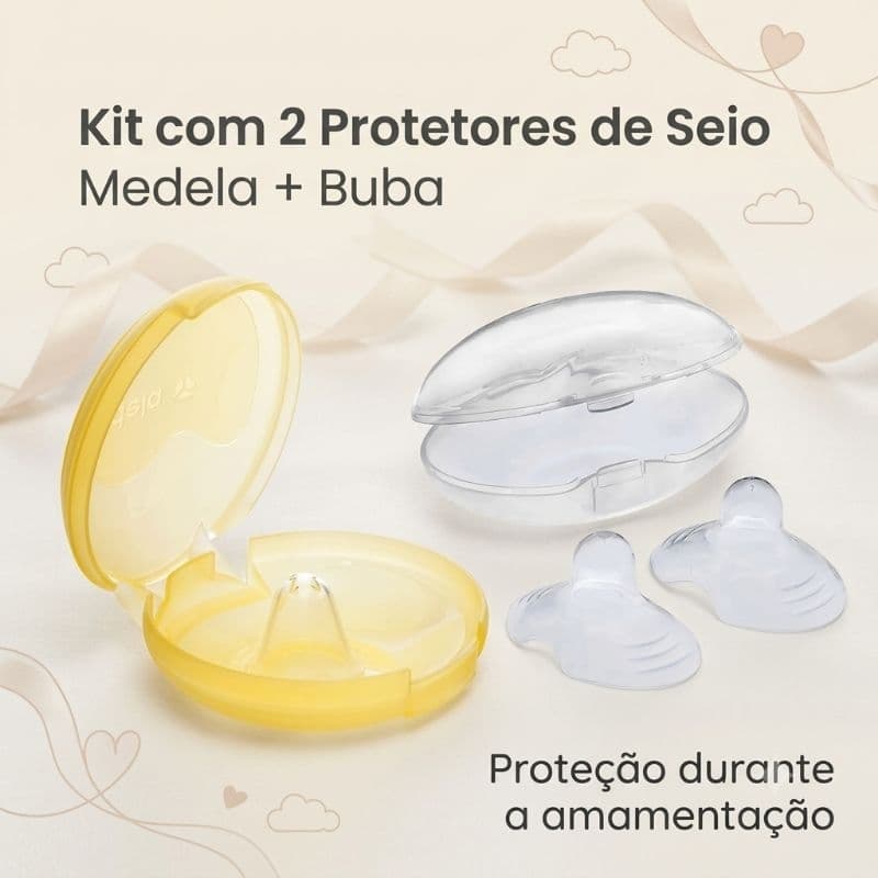 Kit Dois Protetores de Mamilo Silicone Buba + Medela | Usado