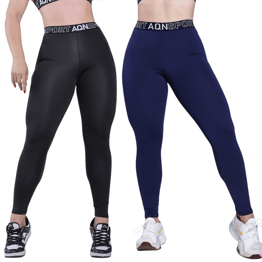 Calça Legging Fitness Basico Elastico Forro Duplo Treino Academia AQN SPORT