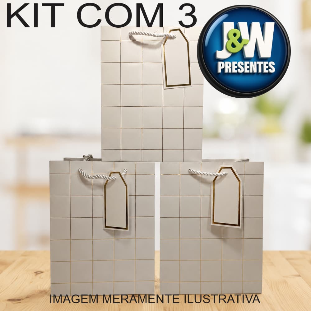 Sacola kit com 3 unidades - Bolsas Para Presente LUXO 23x18x10cm