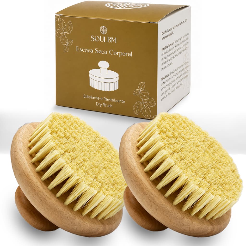 Kit 2 Escova Seca Esfoliação A Seco Corporal Cerdas Naturais Escovação A Seco Dry Brushing