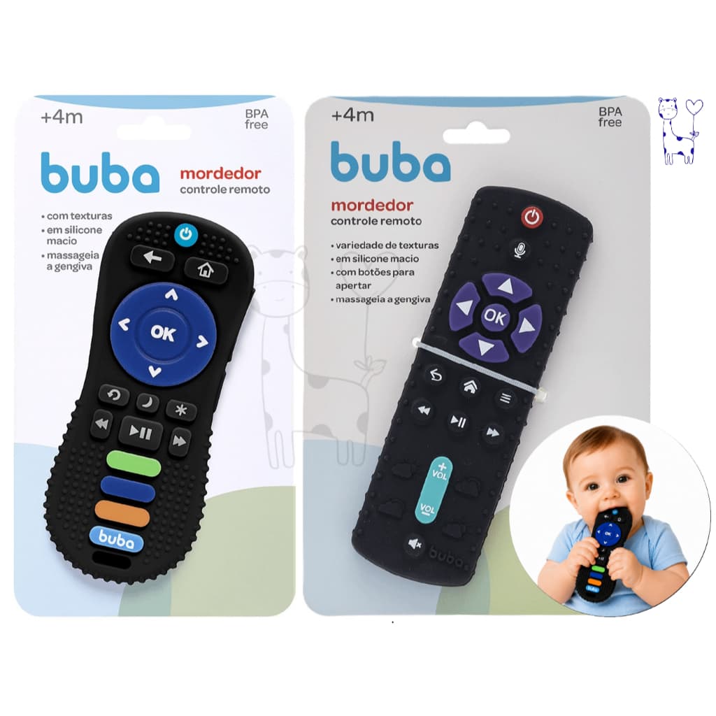 Mordedor Controle Remoto Buba Bebê Dentição Silicone BPA Free Alivia Gengiva