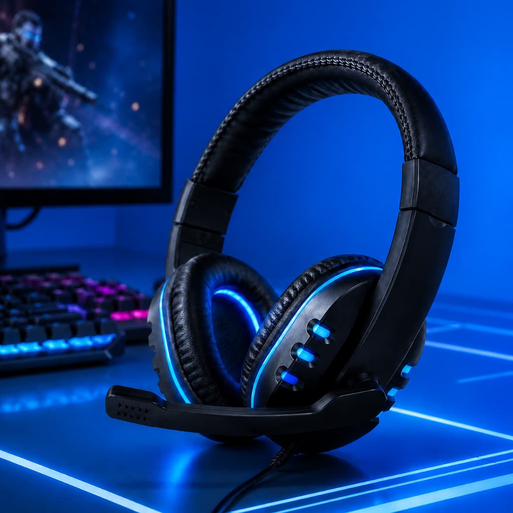 Fone Gamer Cabeça RGB Com Fio, Escolha Perfeita para Games, Reconhece Localização do Som